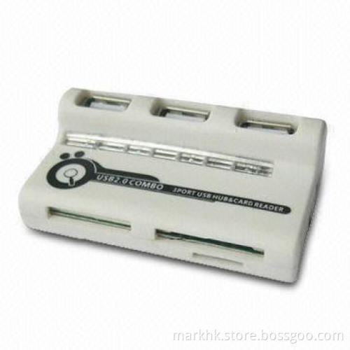 USB 2.0 Hub + Card Reader, Supports Microsoft's Windows 2000/Me/XP/Vista/7 Operating System